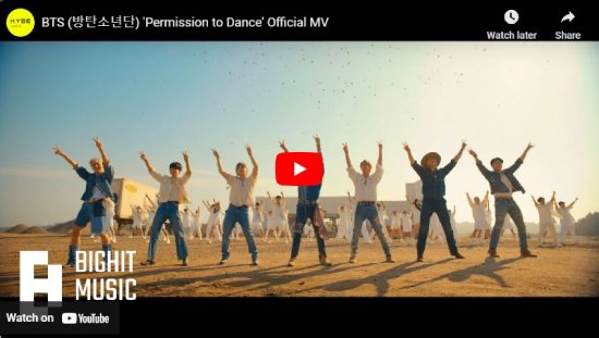 BTS, Permission to Dance, video