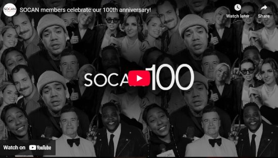 SOCAN, 100, members, video