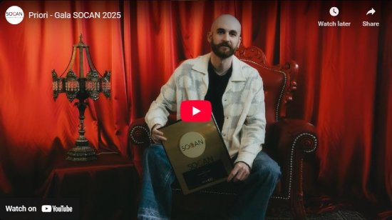 Gala SOCAN, 2025, interview, entrevue, video, Priori