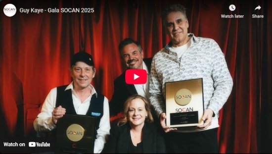 Gala SOCAN, 2025, interview, entrevue, Guy Kaye, video