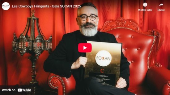 Gala SOCAN, 2025, interview, video, Cowboys Fringants, Jean-François Pauzé