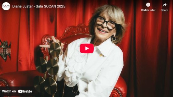 Gala SOCAN, 2025, interview, video, Diane Juster