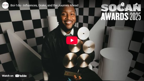 SOCAN, Awards, 2025, Interview, Boi1da, video