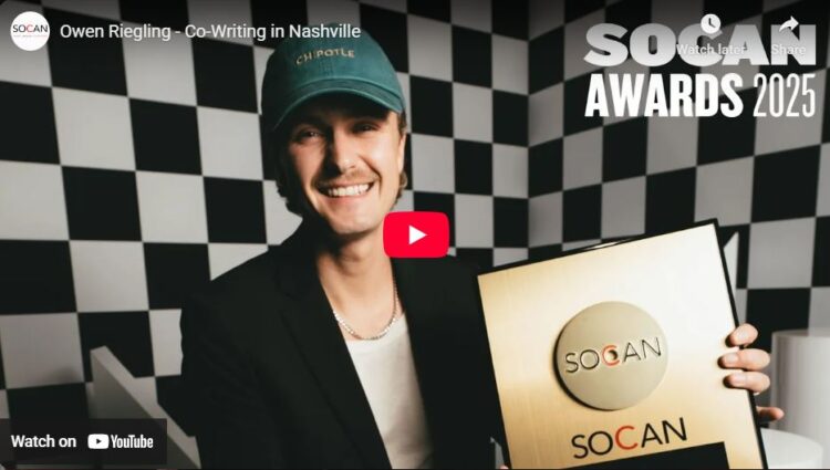 Owen Riegling, SOCAN Awards, 2025, video, interview, entrevue