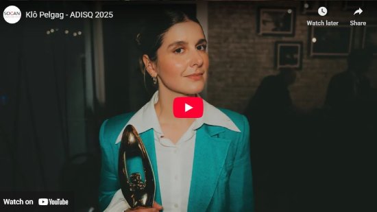 SOCAN, interview, entreveue, ADISQ, gala, 2025, Klô Pelgag 