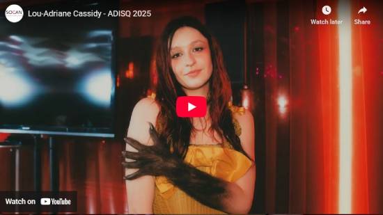 SOCAN, interview, entrevue, ADISQ, gala, 2025, video, vidéo, Lou-Adriane Cassidy