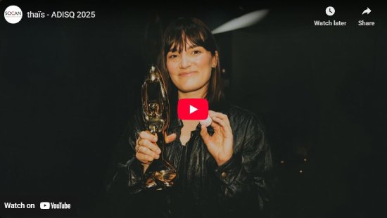 SOCAN, interview, entrevue, ADISQ, gala, 2025, thaïs